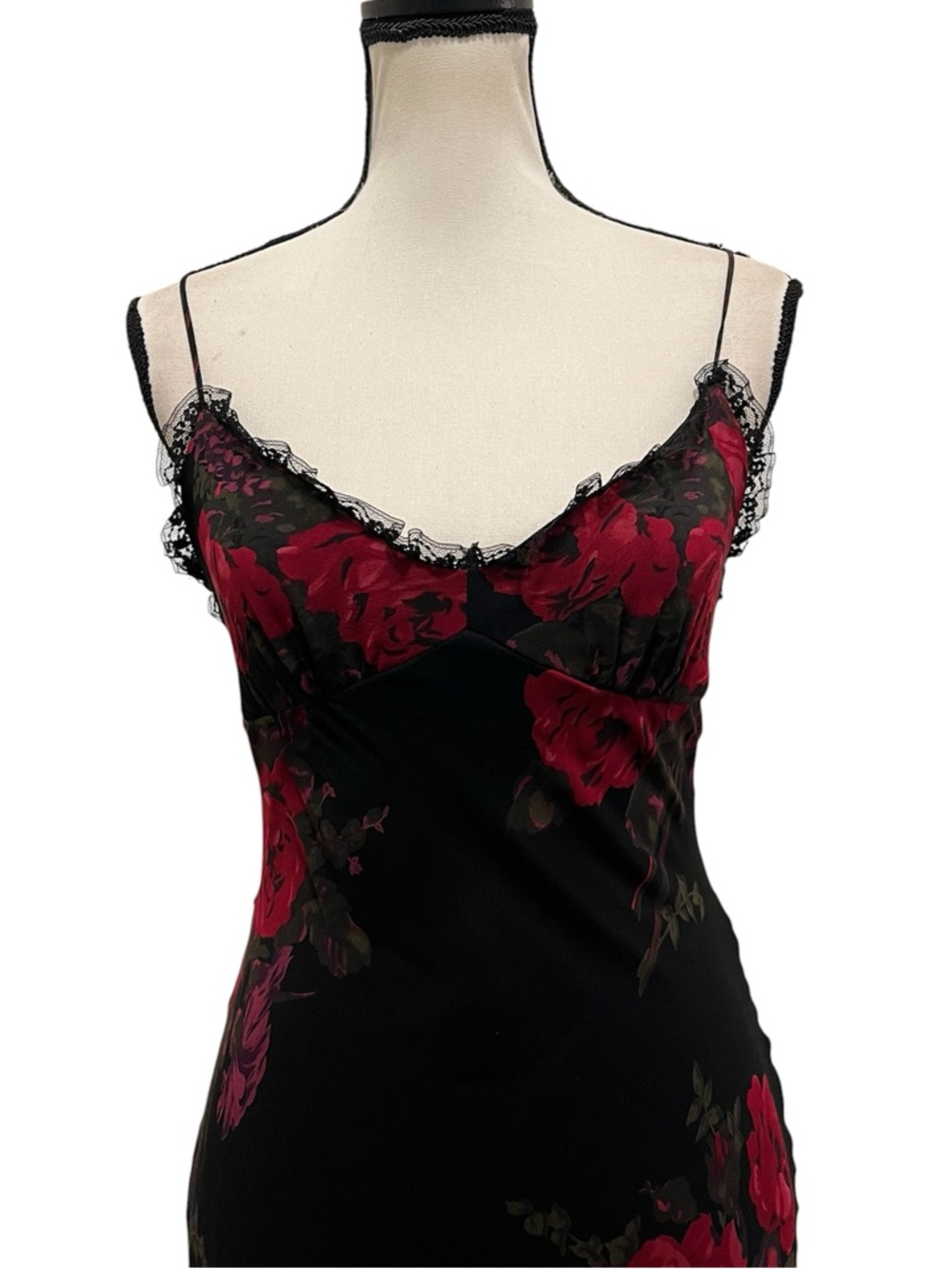 Vintage Betsey Johnson New York Silk Sheer Mesh & Lace Floral Mermaid Slip Dress - Picture 4 of 12